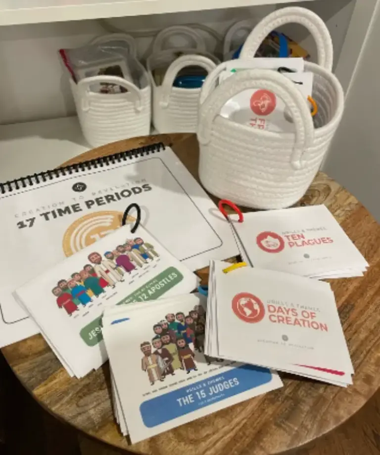 Bible study materials laying on table