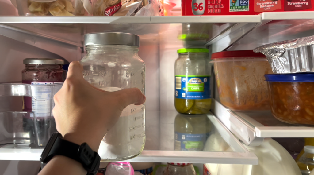 putting jar in the fridge