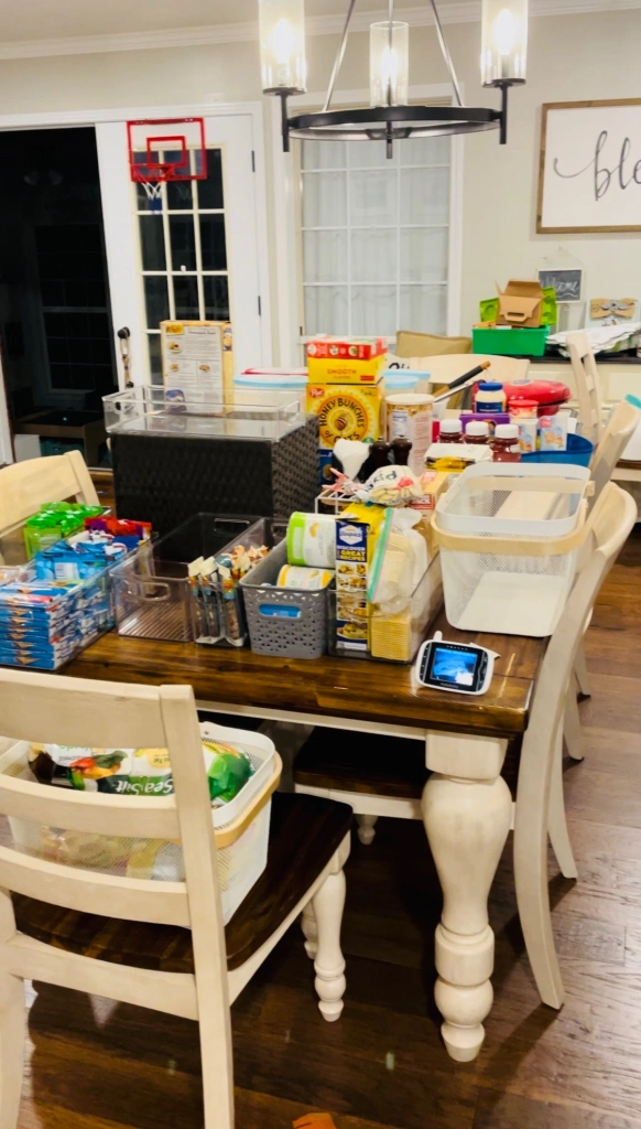 food items spread out on dining room table