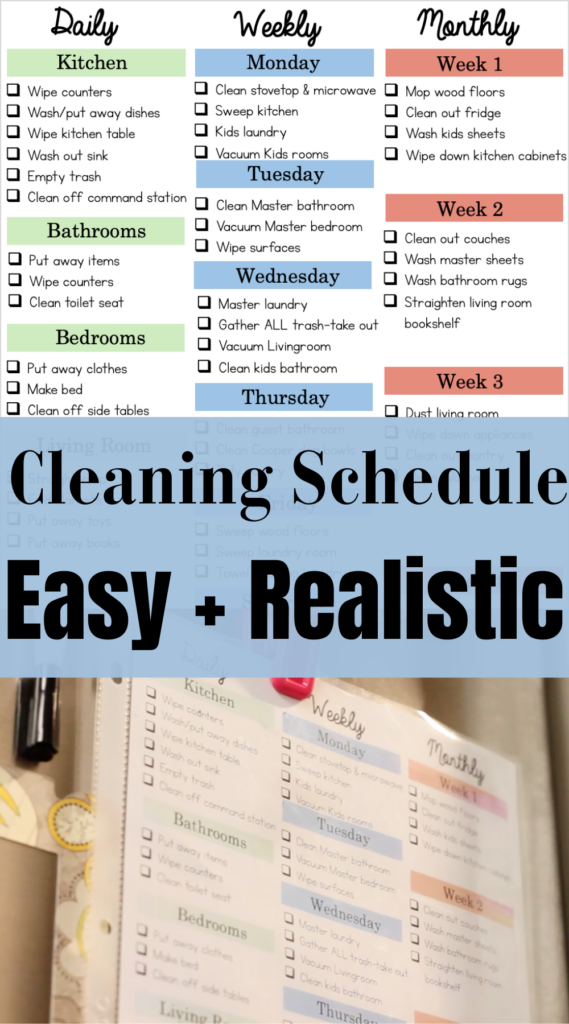 cleaning schedule on the fridge