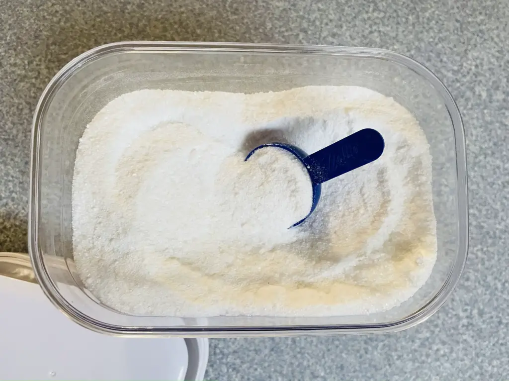 DIY laundry detergent inside container