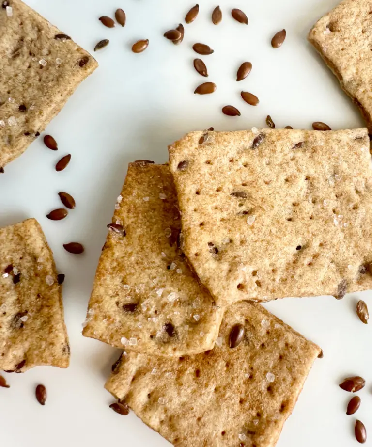 close up of potato flake sourdough discard whole wheat crackers