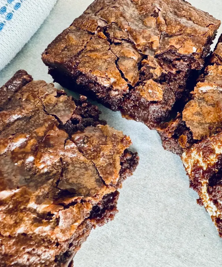 potato flake sourdough brownies cut into squares
