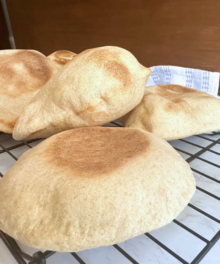 pita pockets on cooling rack