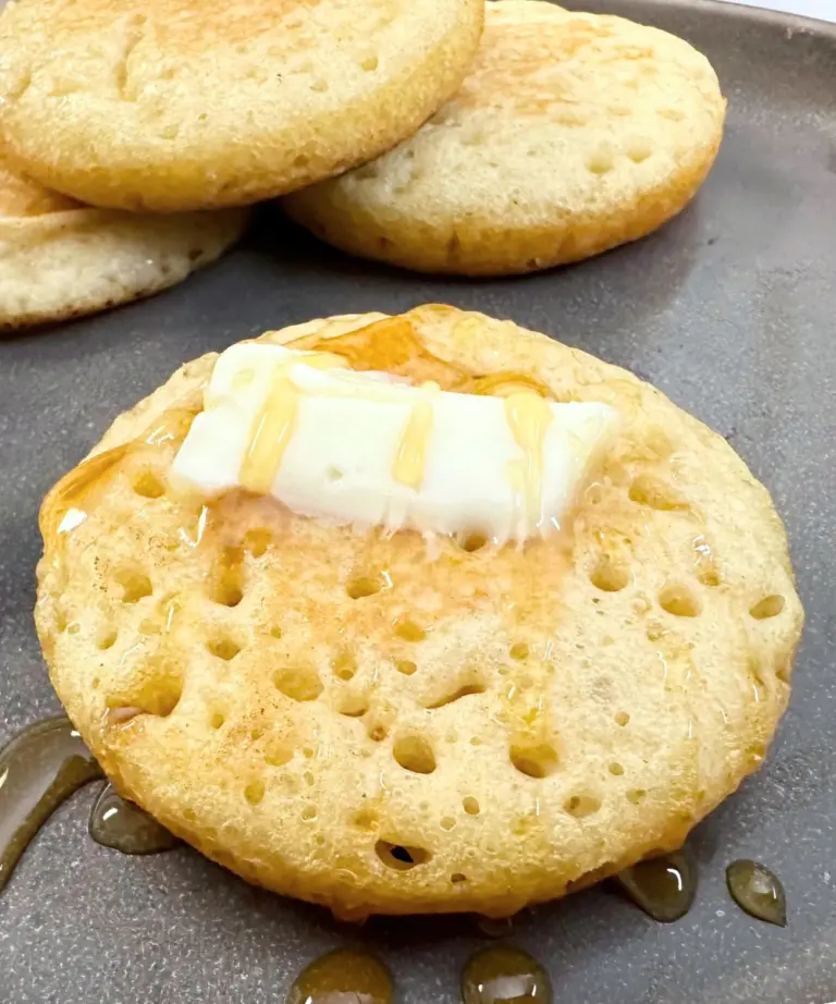 crumpet with butter and honey