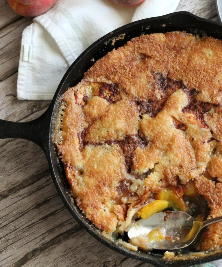 Potato Flake Sourdough Peach Cobbler