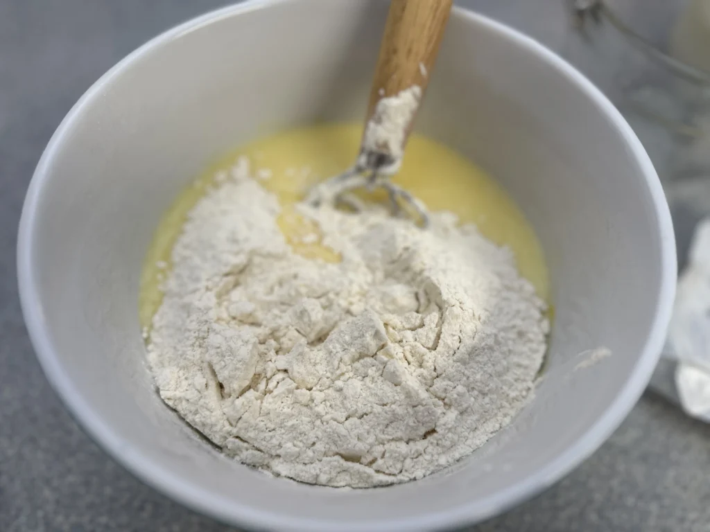 mixing in flour