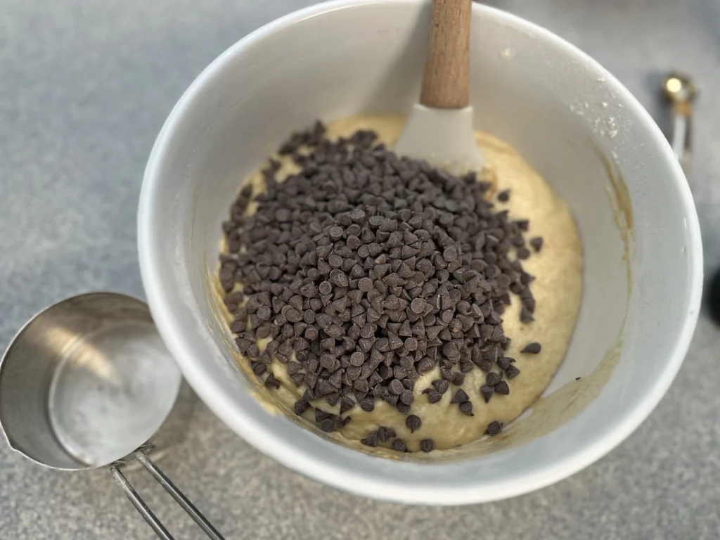 adding chocolate chips
