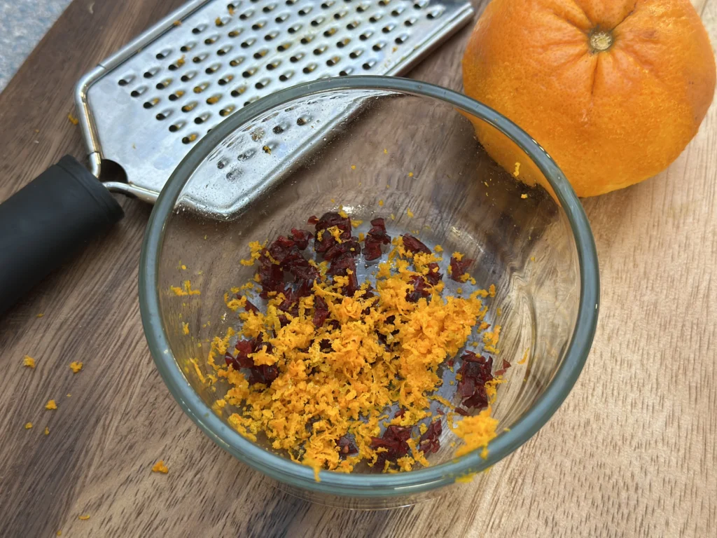 cranberries and orange zest