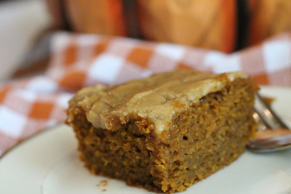 potato flake sourdough pumpkin bars with coffee maple glaze