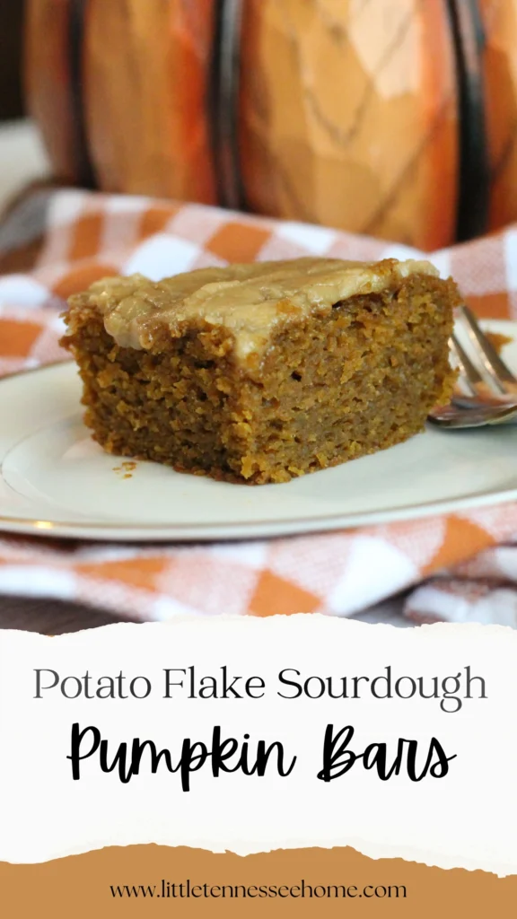 potato flake sourdough pumpkin bars pin image