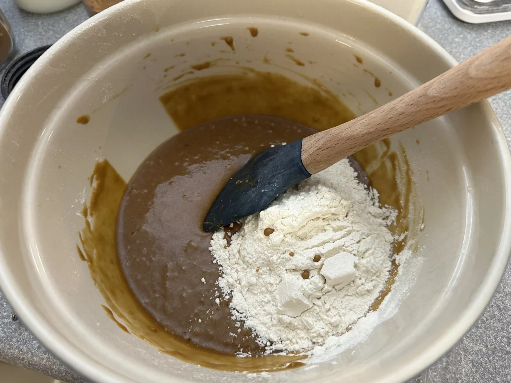 adding dry ingredients 